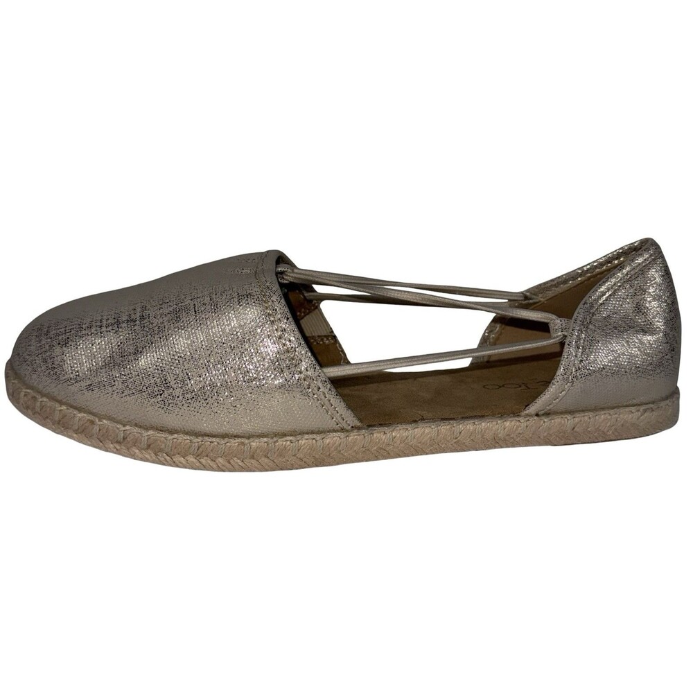 Me Too Womens Size 9.5 D'Orsay Espadrille Flat Slip On Metallic Champagne Gold